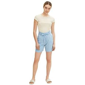 TOM TAILOR Dames Stoffen shorts met riem 1031282, 10110 - Blue Denim, 40
