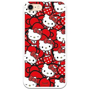 Personalaizer Beschermhoes voor iPhone 7 - iPhone 8 - SE 2020 - Hello Kitty rode strikken en stippen