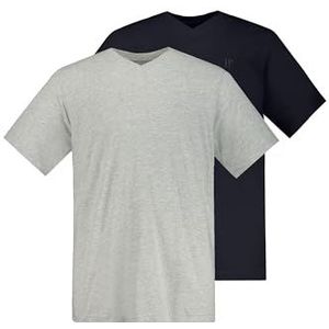 JP 1880, heren, grote maten, V-shirts, Lichtgrijs Mélang, 3XL