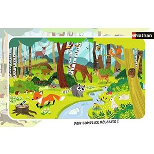 Nathan 86011 Puzzel voor kinderen, framepuzzel 15 p, bosdieren, vanaf 3 jaar