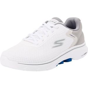 Skechers Go Walk 7 The Construct Sneakers voor heren, Wit en Grijs Textiel Synthetisch, 49.5 EU