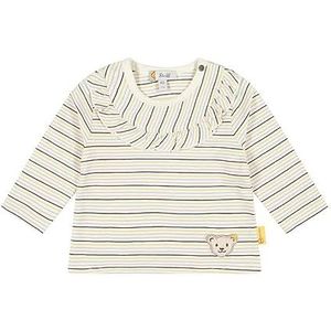 Steiff Baby-meisjes shirt met lange mouwen met ruches gestreept T-shirt lange mouwen, antiek wit., 86 cm