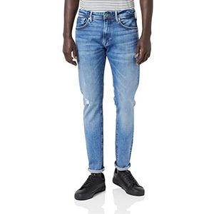 Pepe Jeans Stanley Jeans Regular Fit Regular Rise Denim voor heren, Blauw Medium Destroy Wiser Wash Denim Wy, 28W / 34L