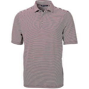 Cutter & Buck mens Short Sleeve Virtue Eco Pique Stripe Recycled Polo Shirt, Bordeaux, Large US