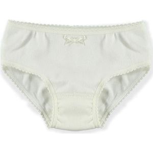 BABIDU Meisjesslip van 100% katoen, zachte canalé-stof, ademend, met strik en borduurwerk, elegant, comfortabel ondergoed voor meisjes en jongeren van 2 tot 12 jaar, onderbroek voor meisjes, Beige, 10