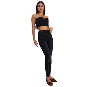 Trendyol Skinny jeansbroek met hoge taille voor dames, Zwart, 60