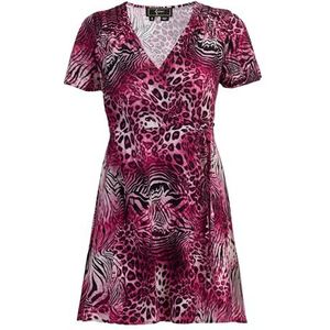 threezy Mini-jurk voor dames, met dierenprint, roze, S
