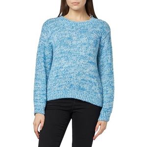 PIECES PCNOMANA LS O-Neck Knit BC, French Blue/Patroon: clouddancer+marineblauw, M