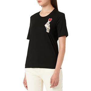 Love Moschino Dames Regular Fit Korte Mouwen met Hart Olografische Print T-shirt, zwart, 46