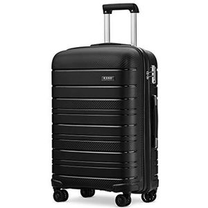 Kono 61 cm lichtgewicht medium harde schaal koffer 66L reisbagage met TSA-slot en 4 spinwielen (zwart), Zwart, M(Medium 24Inch), Middelgrote koffer met harde schaal