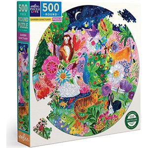 eeBoo - Round Puzzle 500 pcs - Garden Sanctuary - (EPZFGSA