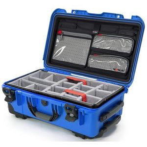 Nanuk 935 Waterdichte Carry-On Hard Case met Wielen, Gewatteerde Divider en Deksel Organizer - Blauw