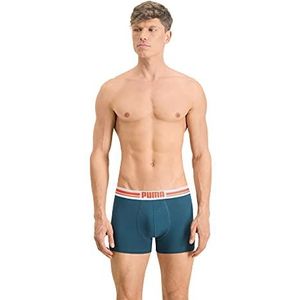 Puma Heren Boxer Shorts Bodywear Placed Logo 2-pack, rood/blauw, S