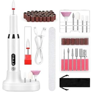 GlasFlength Elektrische nagelvijl, stille nagelboor, draagbare manicure-pedicureset