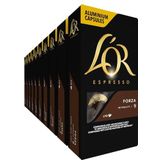 L'OR Espresso Koffiecups Forza (100 Espresso Koffie Capsules - Geschikt voor Nespresso Koffiemachines - Intensiteit 09/12 - 100% Arabica Koffie) - 10 x 10 cups