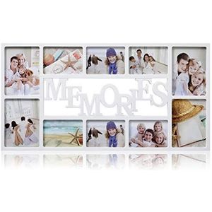 ARPAN 10 Multi Diafragma White Wall Mount Memories Picture Front Polystyreen sheet Holds 6 X 6''X4, 4 X 5''X7 Plastic Photo Frame, 71 x 36 x 3 Cm