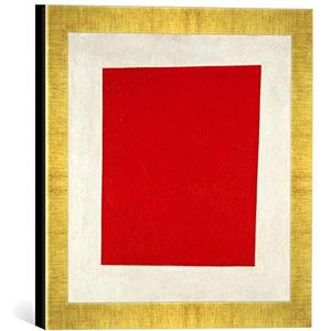 Ingelijste afbeelding van Kazimir Severinovich Malevich Rode Vierhoek, kunstdruk in hoogwaardige handgemaakte fotolijst, 30 x 30 cm, Gold Raya