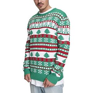 Urban Classics Heren Snowflake Christmas Tree Sweater Sweatshirt, Multicolor (evergreen/White/Firered 01567), S