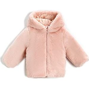 Koton Shearling Hooded Coat Zipper Closure jas voor meisjes en meisjes, Zalm (992), 18-24 mesi