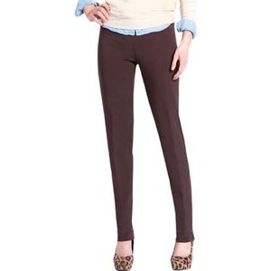 SLIM-SATION Women's Wide Band Regular Length Pull-on Straight Leg Pant with Tummy Control, Chocolate, 2