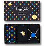 Happy Socks 3-Pack Classic Socks Set, kleurrijke en leuke, Sokken voor Dames en Heren, Zwart-Wit-Blauw-Groen-Roze-Oranje-Geel (36-40)