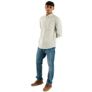 Tommy Jeans Heren TJM Slim Stripe Oxford Shirt EXT DM0DM20668 L/S Shirt, groen (donkergroen/strepen), M, Groen (donkergroen/strepen), M