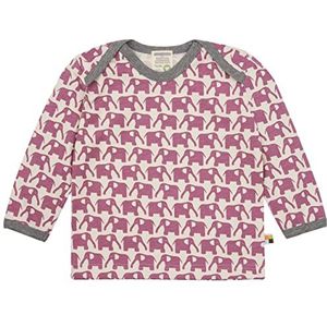 loud + proud Uniseks baby lange mouwen met olifantenprint, GOTS-gecertificeerd T-shirt, grape, 62/68 cm