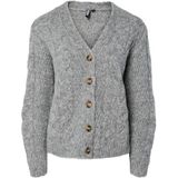 pieces - PCNINA - Vest - Medium Grey Melange - V-hals - Lange Mouwen