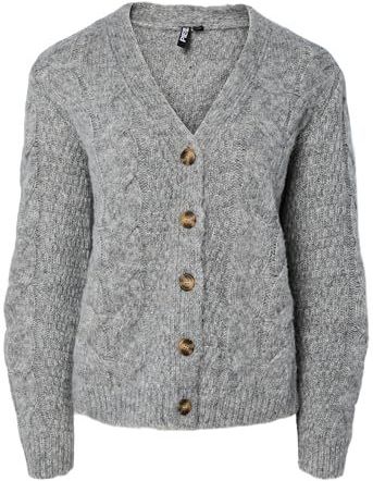 pieces - PCNINA - Vest - Medium Grey Melange - V-hals - Lange Mouwen