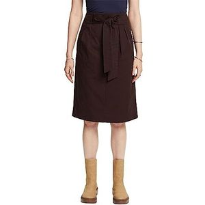 Esprit Collection Knielange rok met riem, 100% katoen, 200/Dark Brown, 38