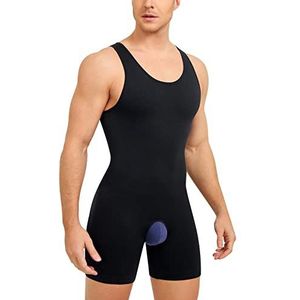 SOLCYSX Heren Mouwloze Full Body Shaper Ondergoed Afslanken Compressie Bodysuit Shapewear Buikcontrole Fajas Para Hombres, Zwart, 3XL-4XL