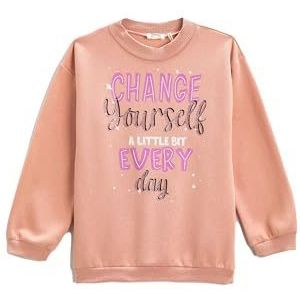 Koton Meisjes Hond Bedrukt Crew Neck Sweatshirt, roze (258), 5-6 jaar