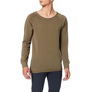 Urban Classics Heren Long Open Edge Terry Crewneck Sweatshirt, groen (olijf 176), S