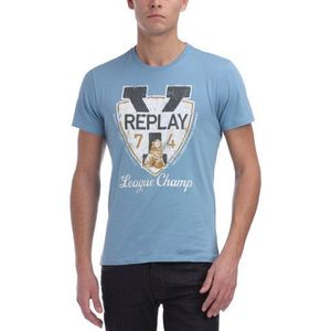 Replay M3021 - T-shirt - heren, blauw (poeder azuur), XXL