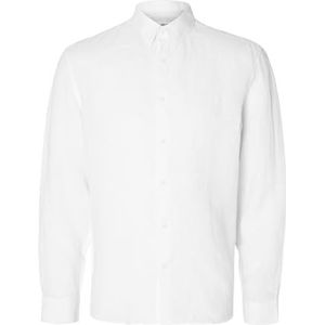 SELETED HOMME Heren Slhregkylian Linnen Shirt Ls Classic Noos shirt met lange mouwen, wit, S