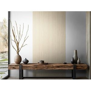 Zelfklevend behang, beige, houtlook Skandi houten panelen voor muur en meubels, 6,00 x 0,53 m
