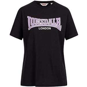 Lonsdale Dames Ousdale T-shirt, zwart/lila/wit, XL