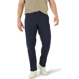Lee Men's Extreme Motion Flat Front Relaxed Taper Pant, Navy, 33W x 30L