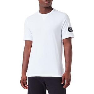 Calvin Klein T-shirt voor heren, korte mouwen, ronde hals, regular fit, badge T-shirt, Wit, XS