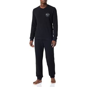Emporio Armani Heren Icon Terry Trui Trousers Sleepwear Set Sweater+Trosers, zwart, L