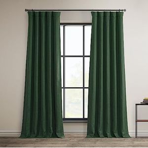 HPD Half Price Drapes Faux linnen kamer verduisterende gordijnen voor slaapkamer 50 X 96, BOCH-LN21327-96 (1 paneel), sleutel groen