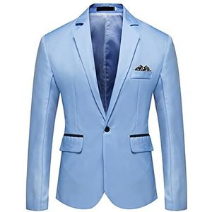 Heren Tailleur Jas Een Knop Blazer Slim Fit Shirt Jas Jas Herfst Business Kantoor Jassen Tailleur Mannelijke Mode Cocktail voor Nacht Business Jurk Jassen Lichtgewicht, Blauw licht., 3XL