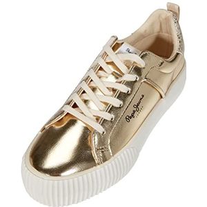Pepe Jeans Ottis W Metallic Sneakers voor dames, 029 goud, 37 EU