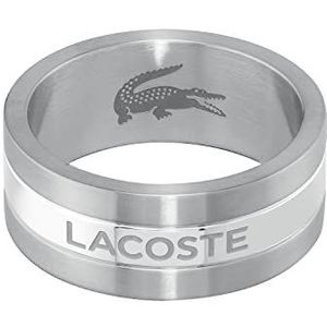Lacoste Heren ADVENTURER Collection Ring in roestvrij staal, verkrijgbaar in een zilveren of geelgouden versie, 62, Roestvrij staal, Geen edelsteen