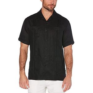Cubavera Guayabera-linnen overhemd met korte mouwen en button-down-kraag, jet black, L