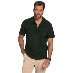 JP 1880, Heren grote maten, badstof, halflange mouwen, cubakraag, moderne basic fit, dennengroen, 3XL