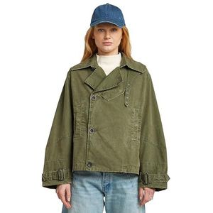 8721136008785 oversized korte trench coat wmn, groen (overdye shadow olive gd D27026-D388-H527), S