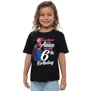 mandarin creative ltd Frozen Fearless Like Anna 6e verjaardag meisjes T-shirt, zwart, 5-6 jaar, Zwart, 5-6 jaar