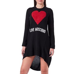 Love Moschino Dames Flared Lange Gesleeved Blended Wool Dress, Black, 40
