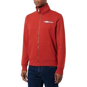 Tommy Hilfiger Heren HILFIGER FLAG EMBRO ZT STAND CLR MW0MW35539, Zip Through Sweatshirt, Rood, M, Rood (Donker Magma), M